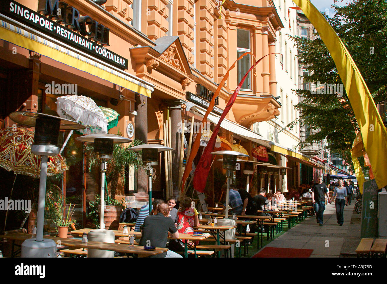 Berlin center Oranienburger Street Restaurant outdoor Stock Photo