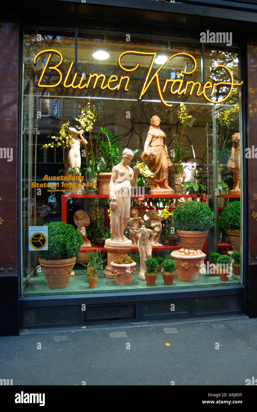 Switzerland Zurich Bahnhofstrasse shop with flowers Stock Photo Alamy