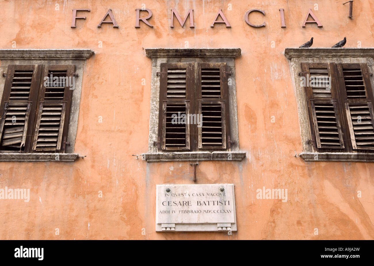 Farmacia and house of Cesare Battisti Trento Alto Adige Italy Stock Photo