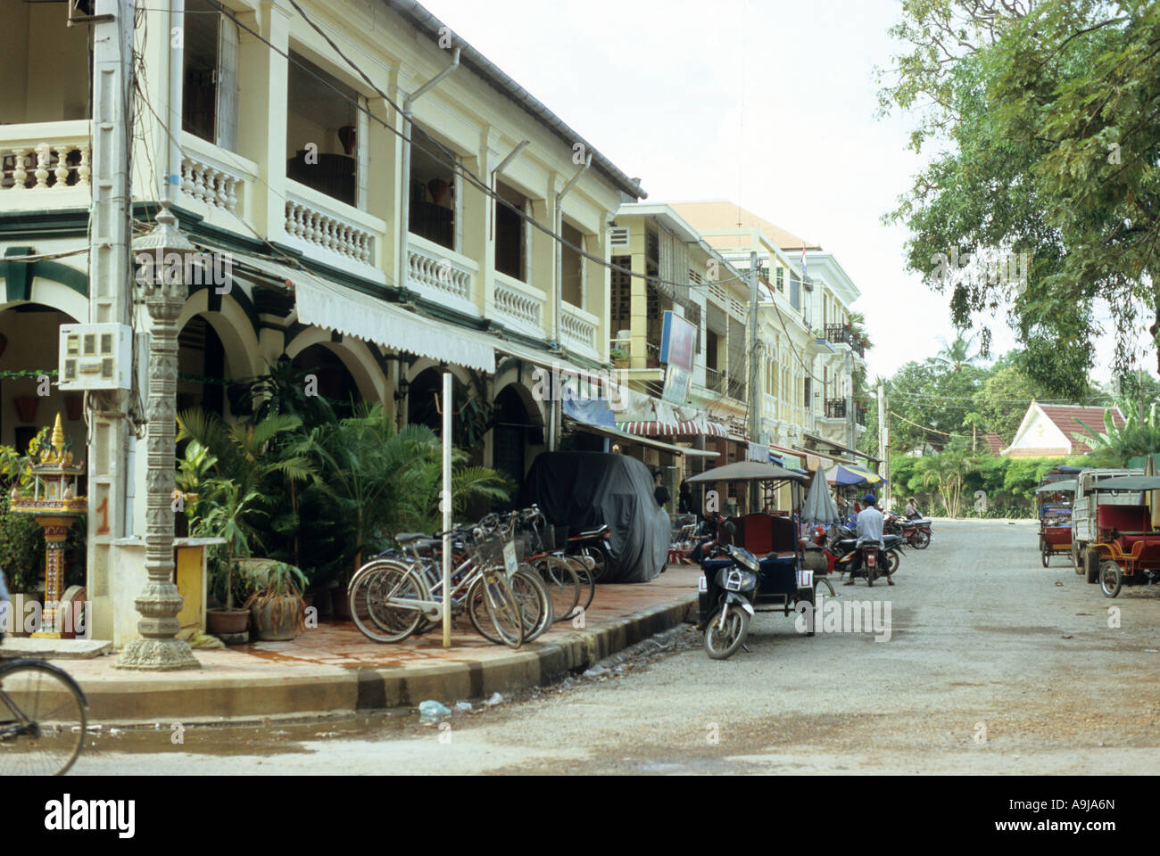 Old French colonial buildings, Siem Reap, Cambodia Stock Photo
