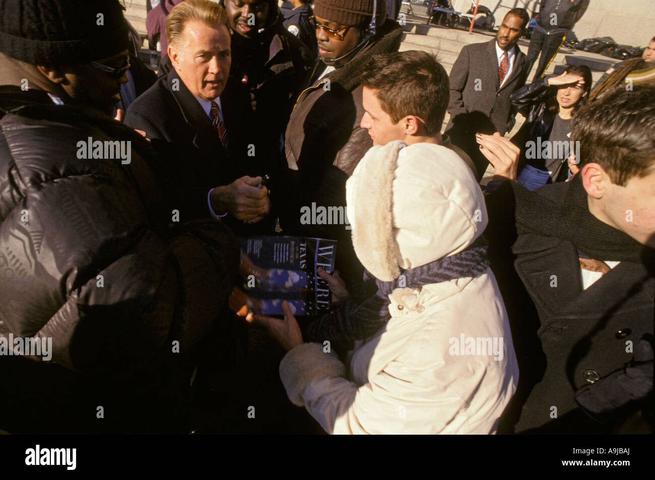 TV movie actor Martin Sheen West Wing President on location fans Washington DC Stock Photo