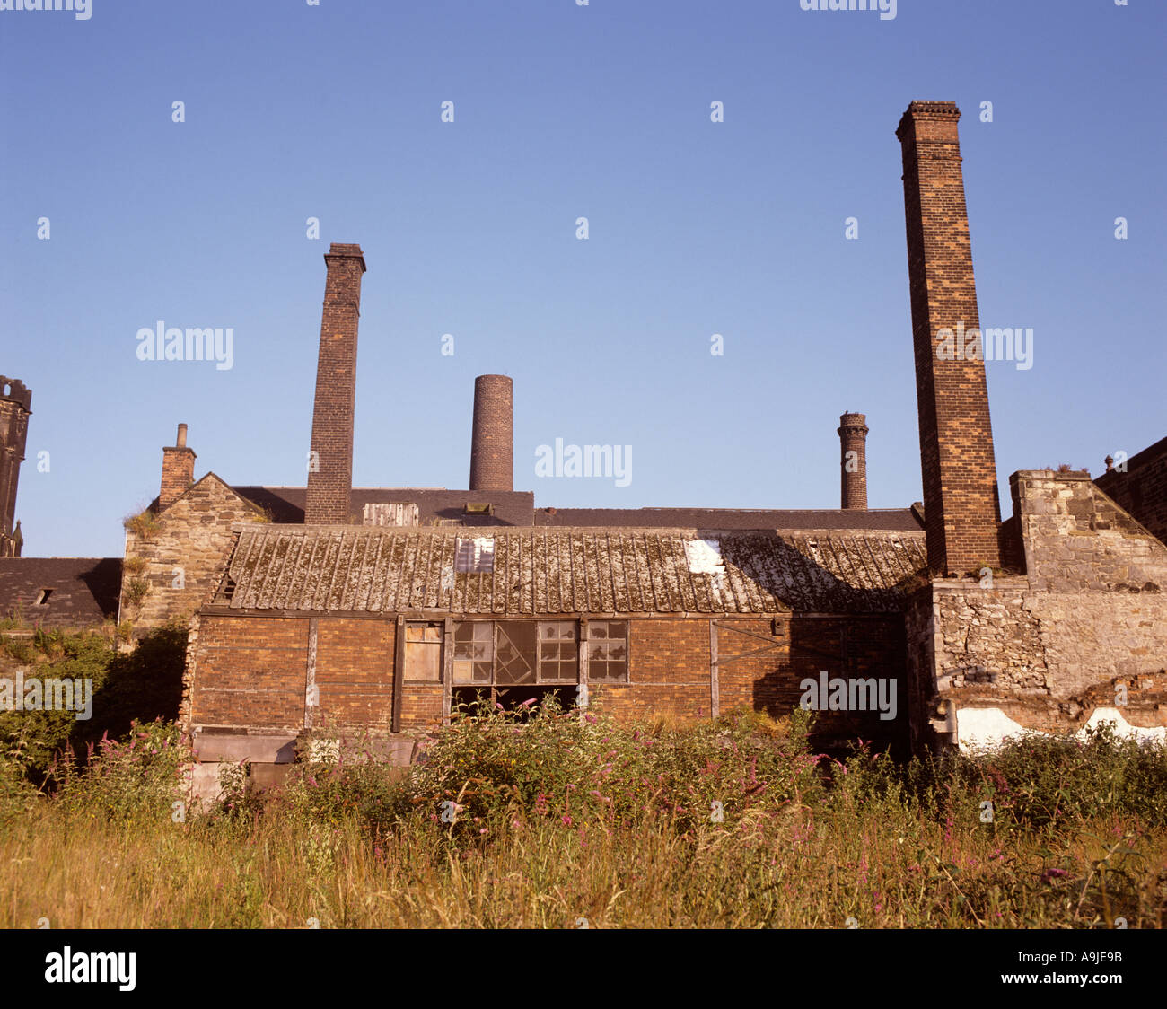 Chimneys Old Fashioned Industrial Building Leith Edinburgh Scotland