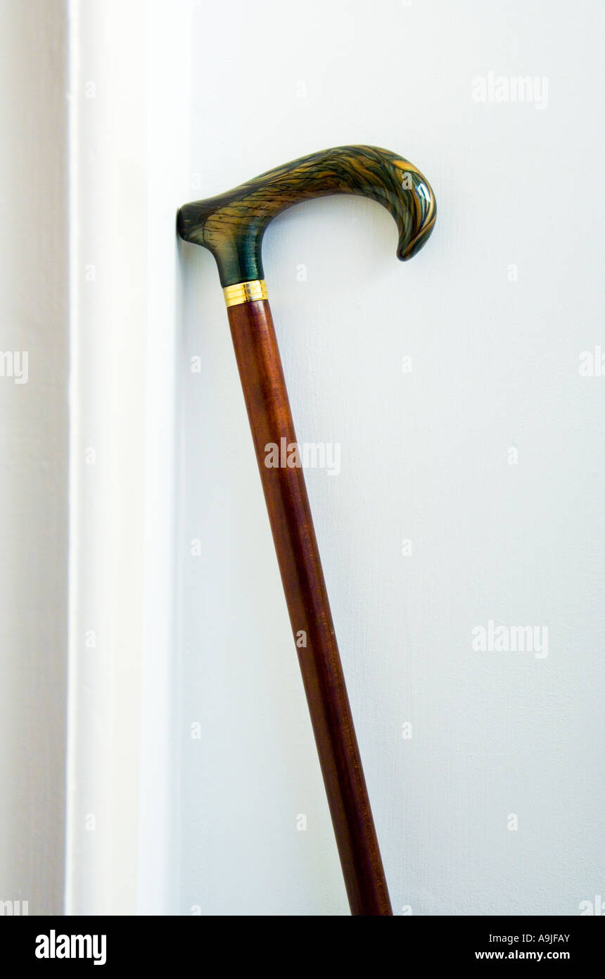 The elegant handle of a walking stick Stock Photo