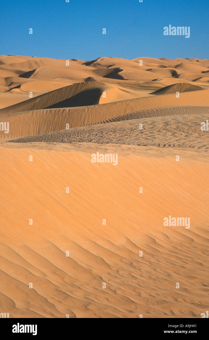 Ofghat dunes and Acacus mountains Libya Stock Photo