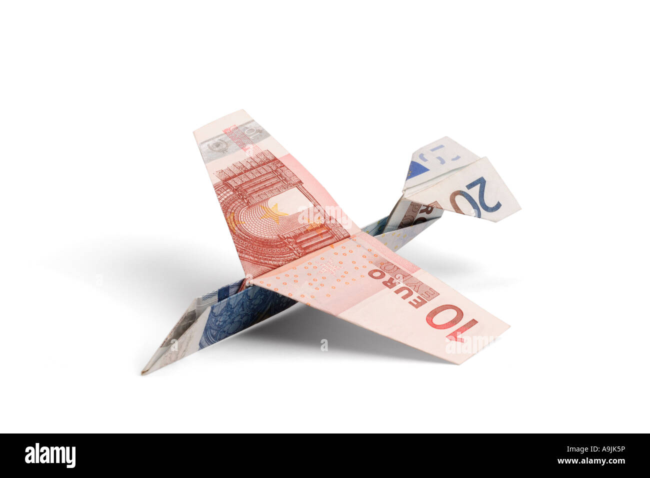 Airplane made of euro notes Stock Photo