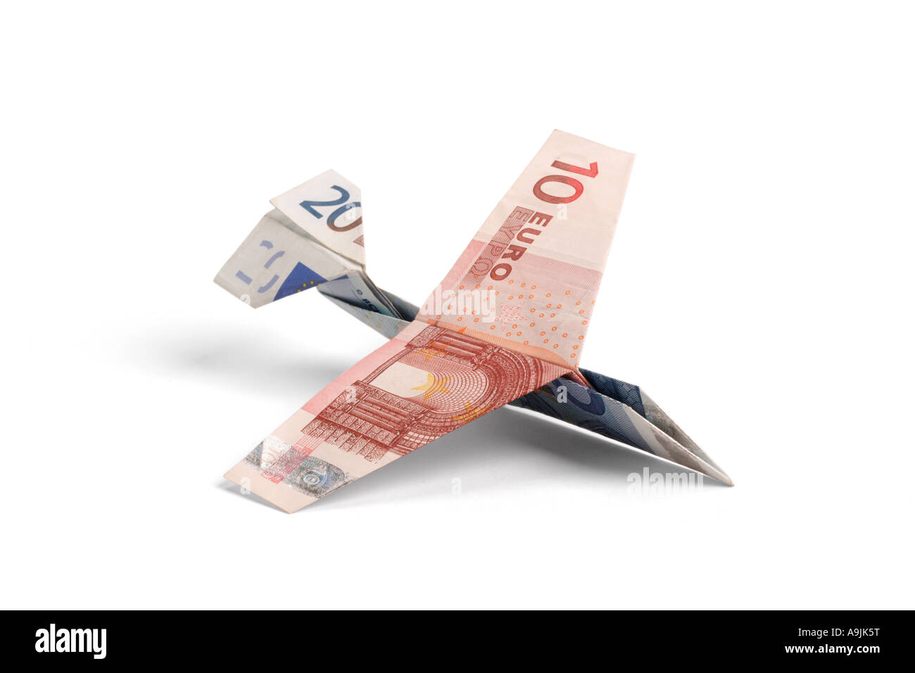 Airplane made of euro notes Stock Photo