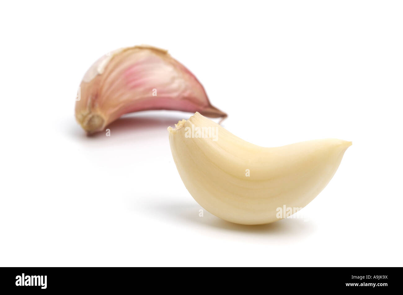Garlic cloves peeled and unpeeled Stock Photo Alamy