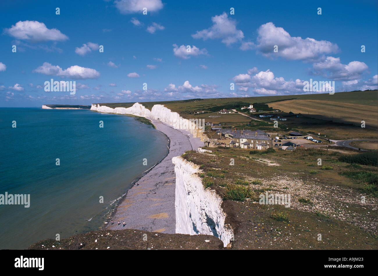 Birling Gap is the lowest point in the white cliffs of the Seven Sisters Stock Photo