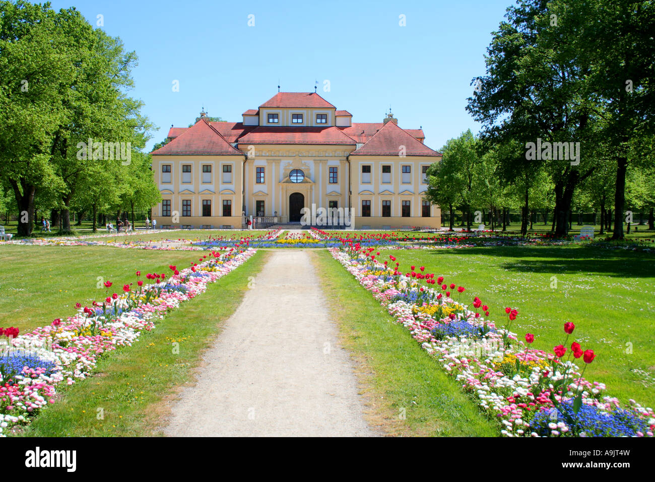 Castle Lustheim at Schleissheim park and palace grounds Munich Muenchen Bavaria Germany Europe Stock Photo