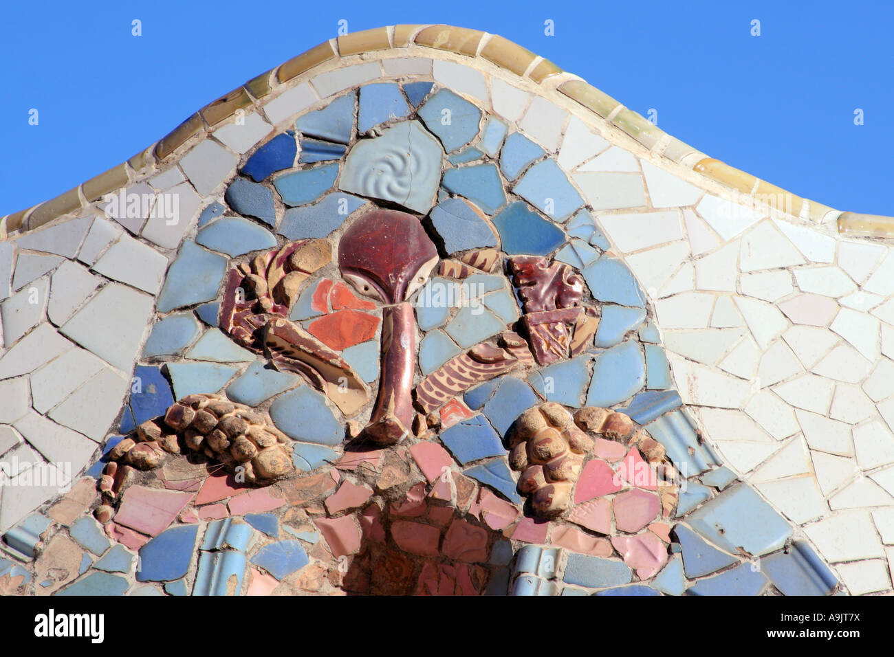 Barcelona Park Guell detail snake bench by Antoni Gaudi Catalonia Spain Europe Stock Photo