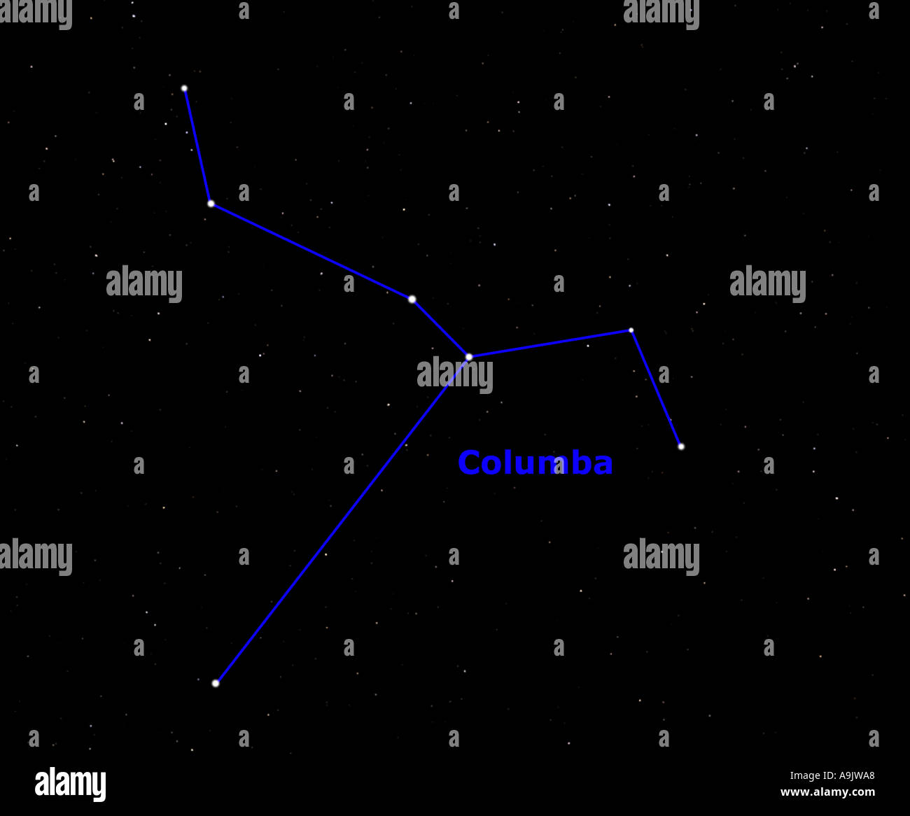 Columba Constellation Showing Name And Sign Stock Photo