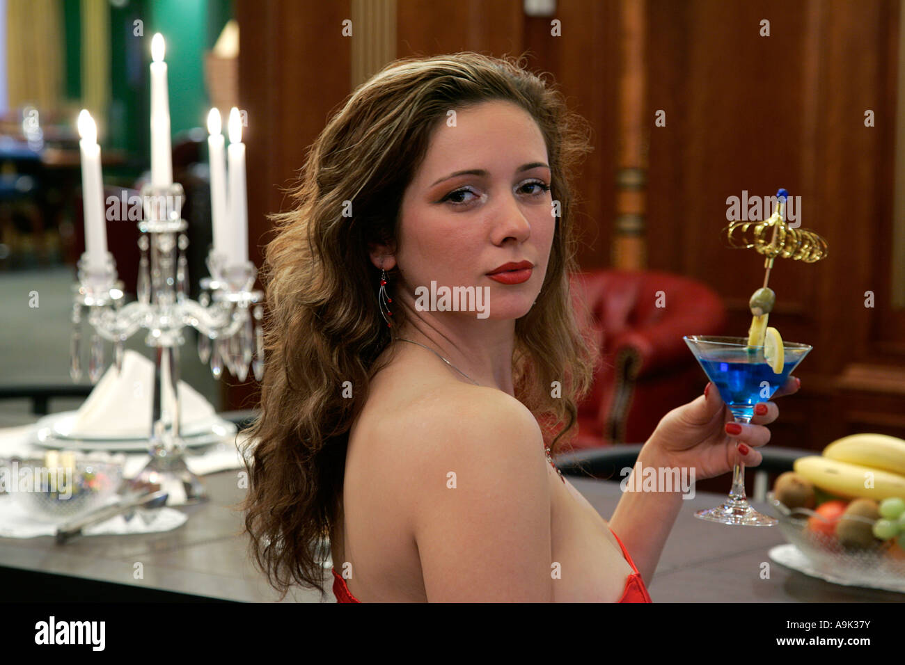 Pretty Woman at VIP Casino Bar Stock Photo