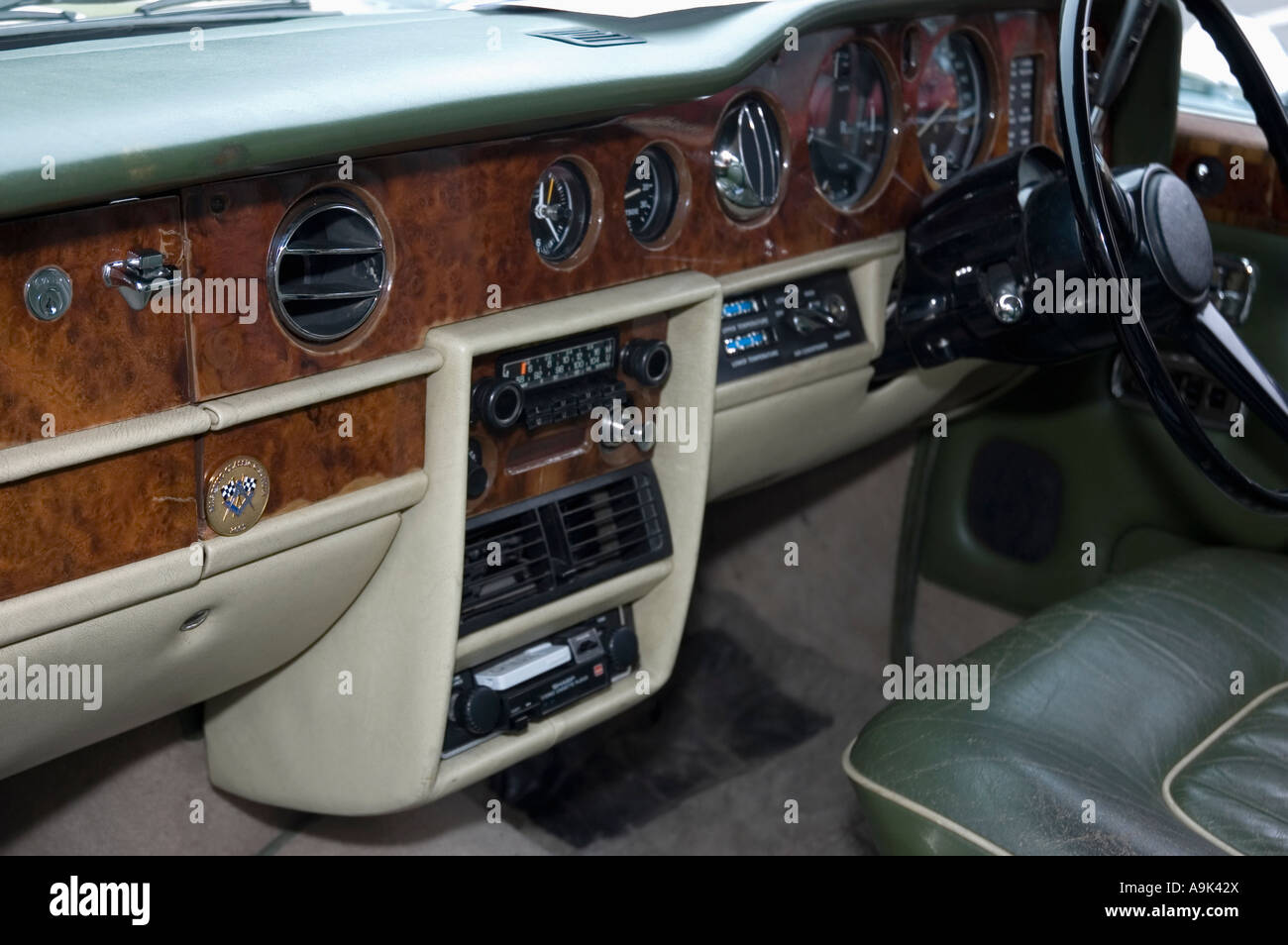Close up detail of vintage car interior Stock Photo