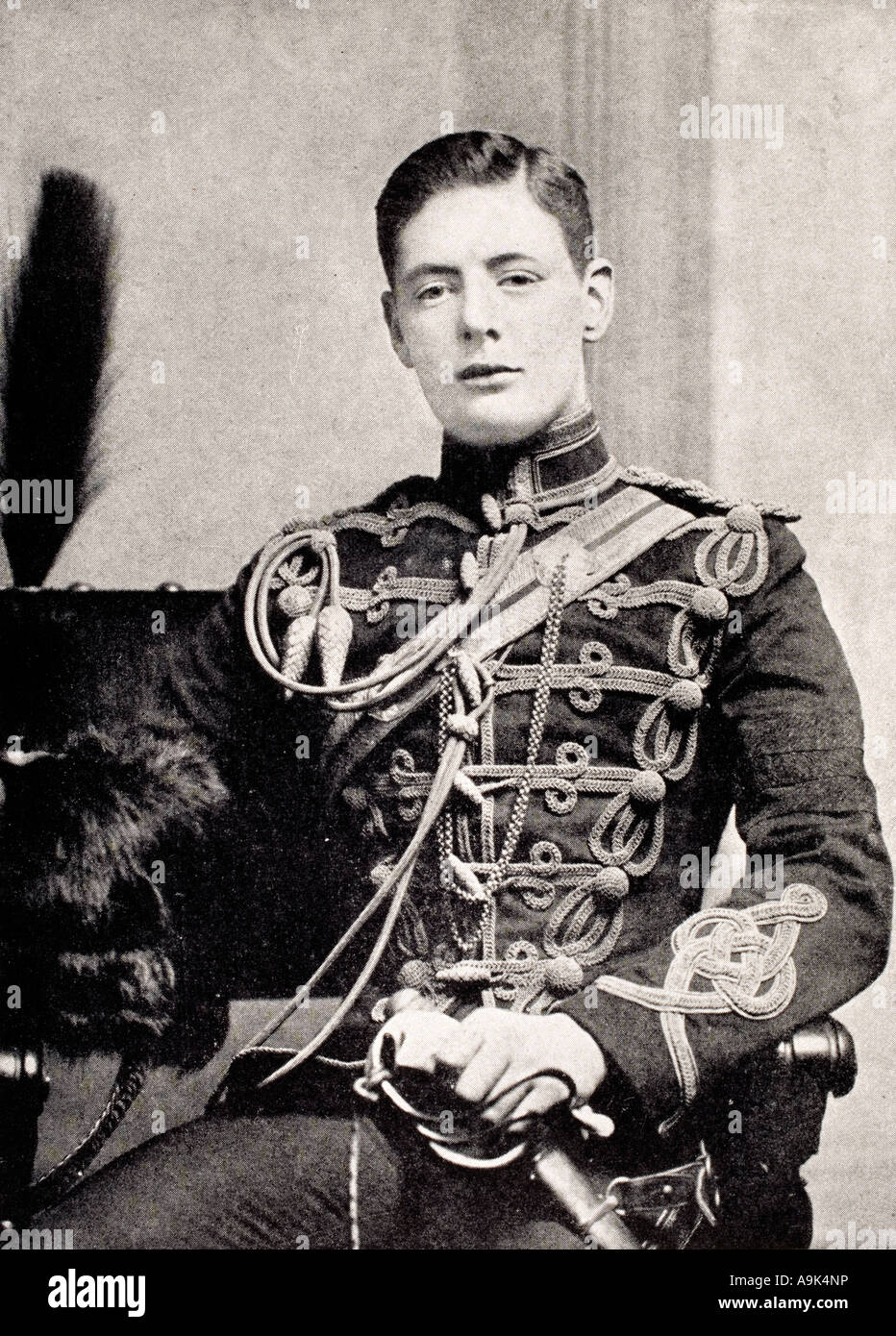 Winston S Churchill,  1874 to 1965. Seen here whilst serving as second Lieutenant in the 4th Queen's Own Hussars. Future Prime Minister. Stock Photo