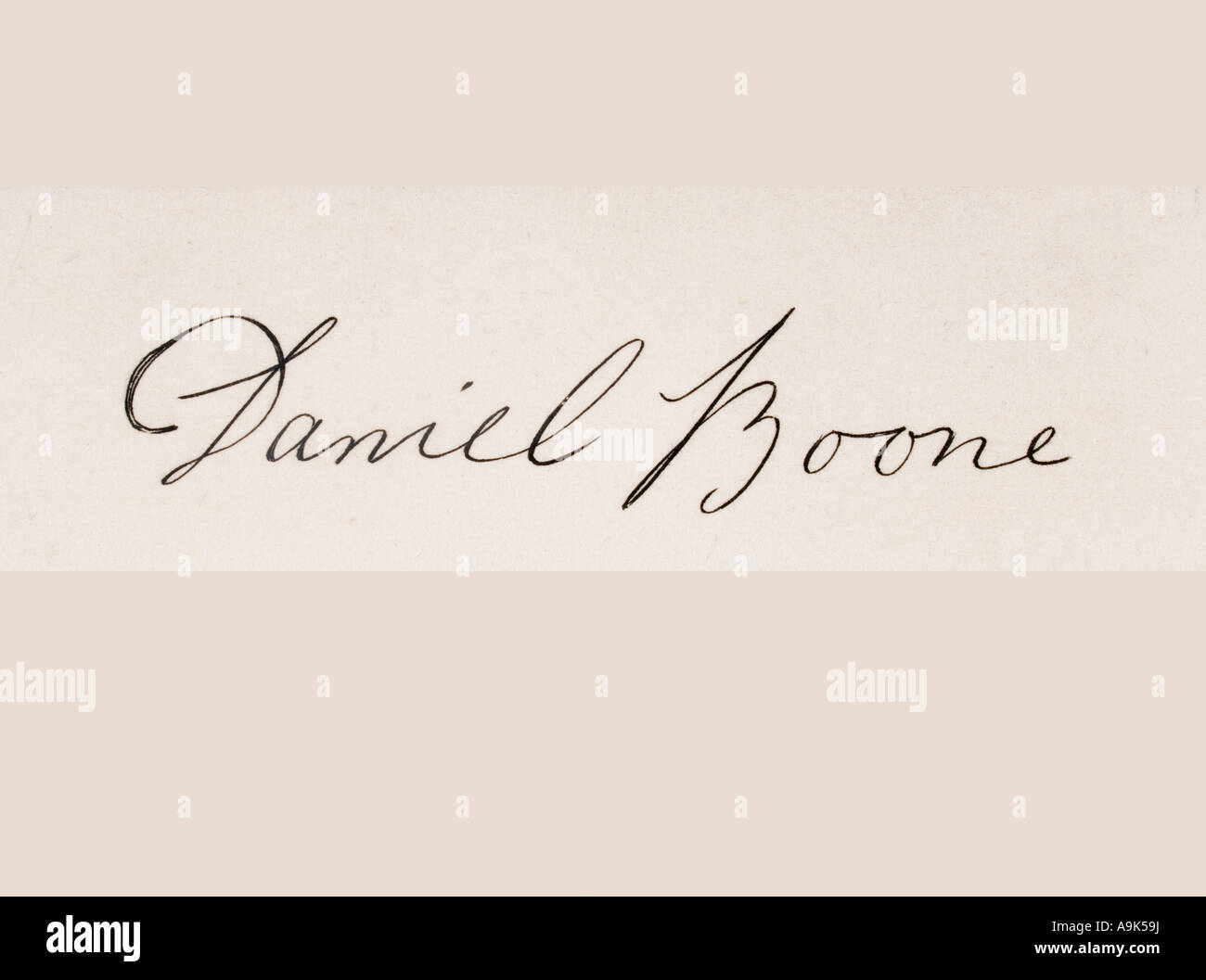 Signature of Daniel Boone, 1734 - 1820. American frontiersman and legendary hero. Stock Photo