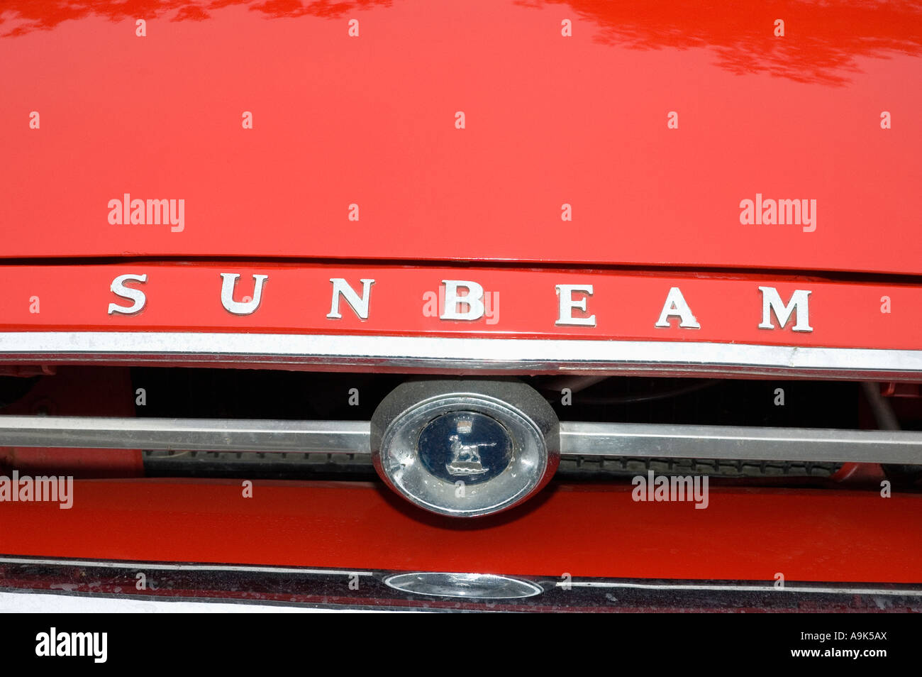 Classic Sunbeam Alpine car close up detail of grille and badge Stock Photo
