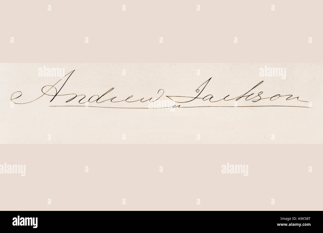 Signature of Andrew Jackson, 1767 - 1845. 7th President of the United States. Stock Photo