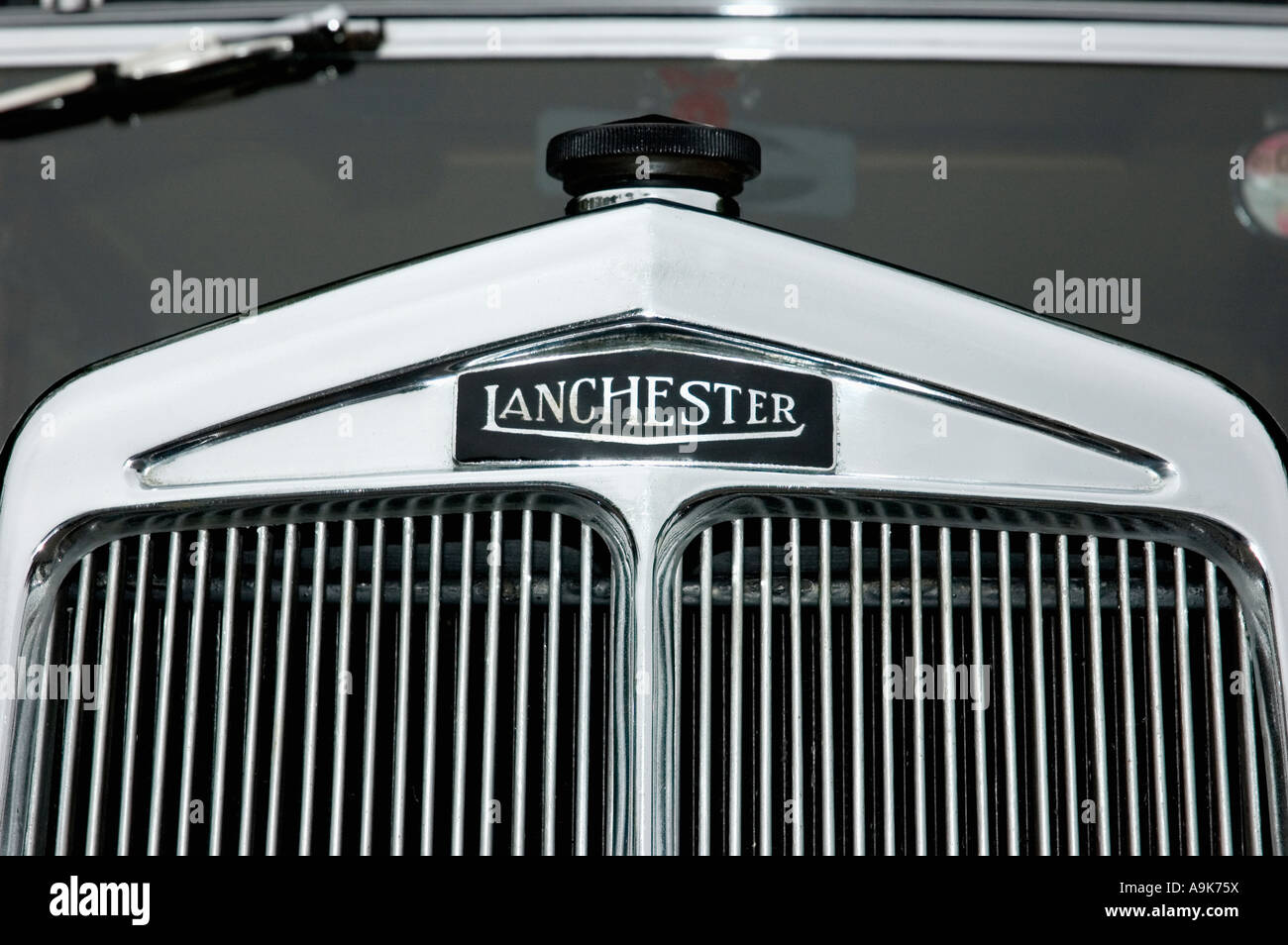 Close up detail of a vintage Lanchester car Stock Photo
