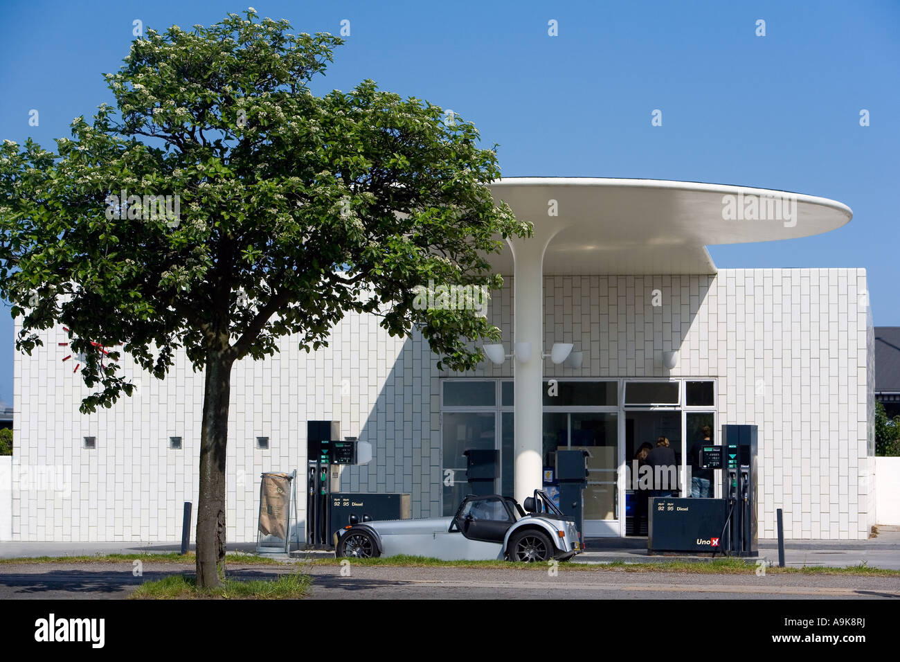 Danish designer Petrol Station Stock Photo