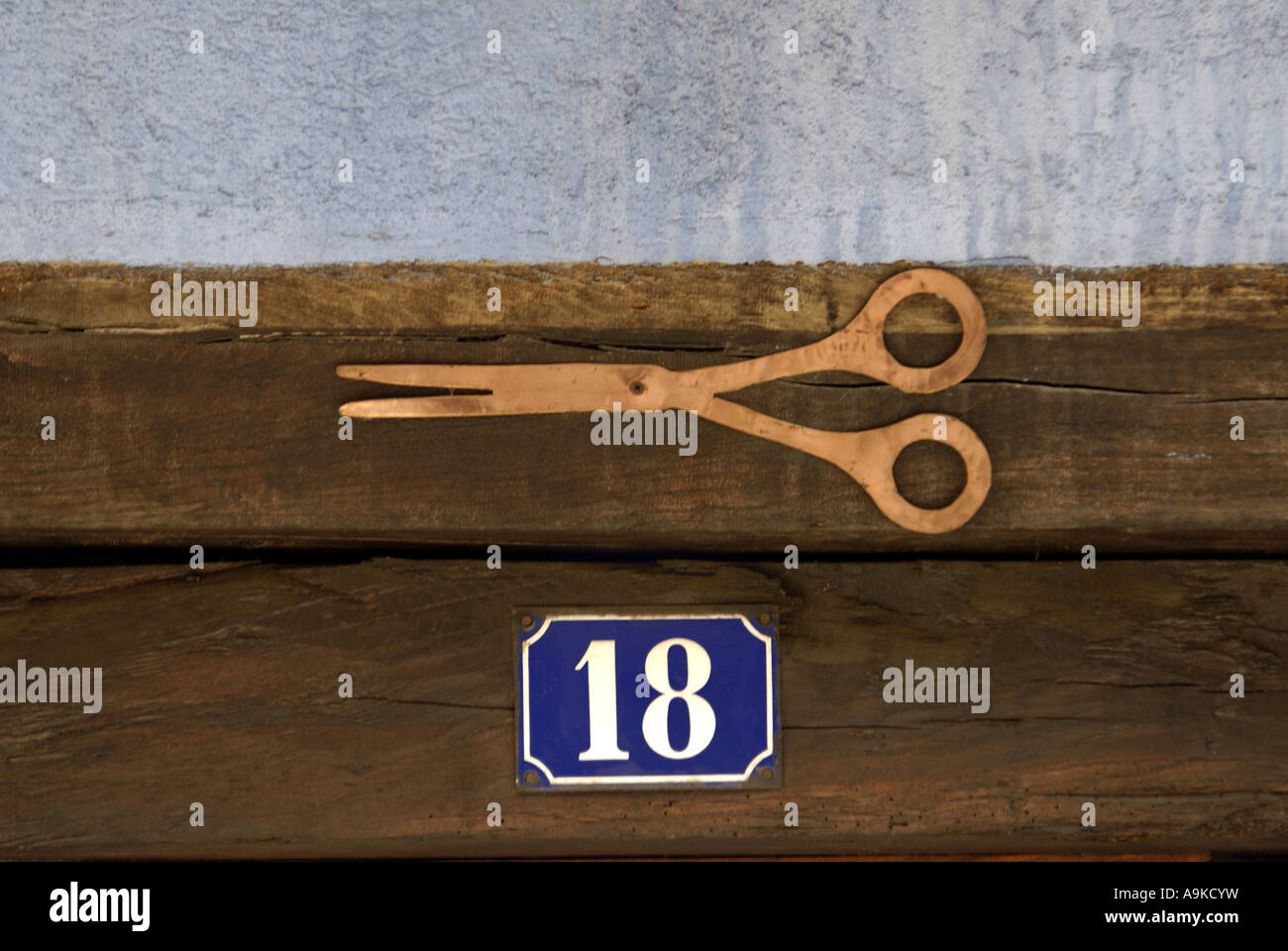 status symbol for the trade of a hairdresser, France, Alsace Stock Photo