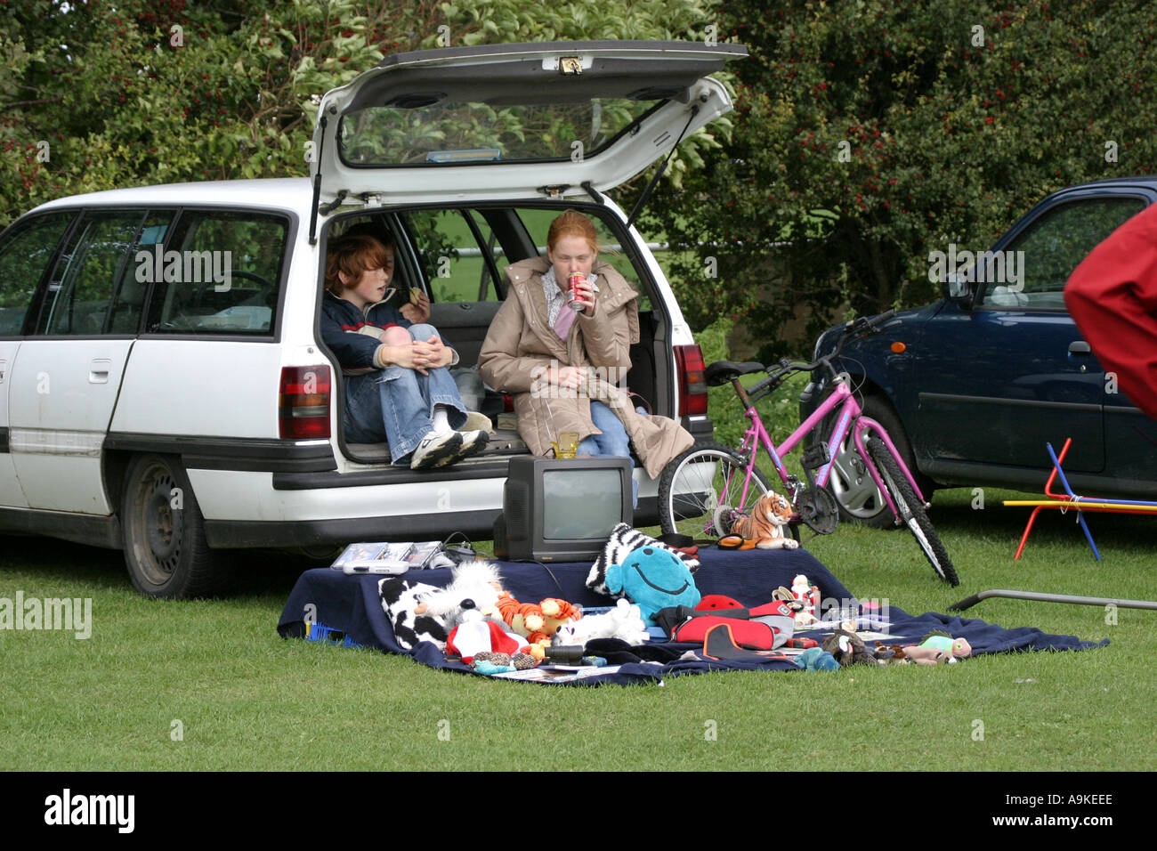 Car boot sale at the recreation ground in Highworth Stock Photo Alamy