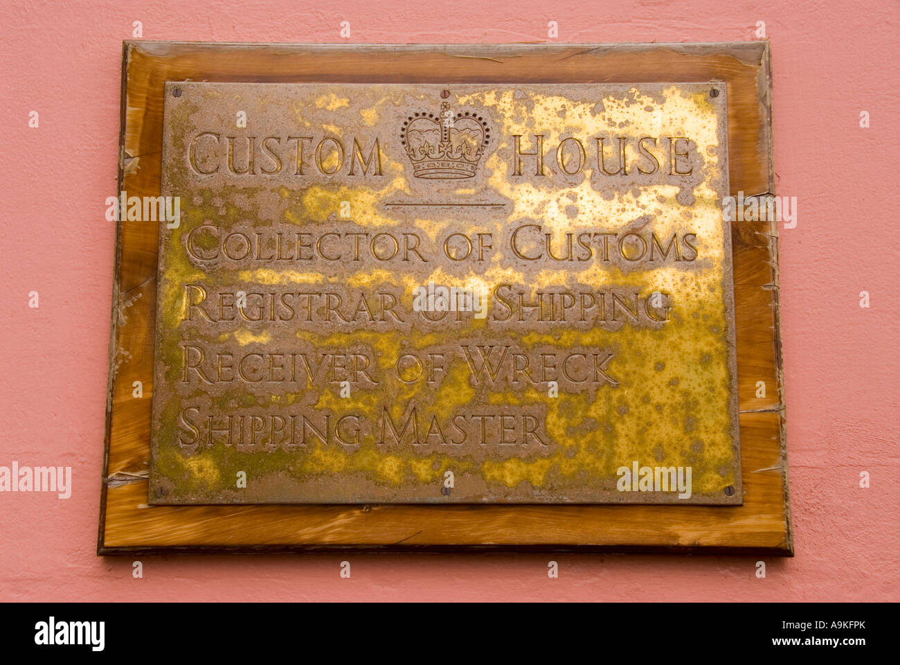 Hamilton Bermuda Custom House sign Receiver of Wrecks odd unusual Stock