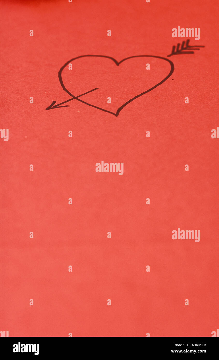 A Handrawn Heart on Piece of Red Paper Stock Photo - Alamy