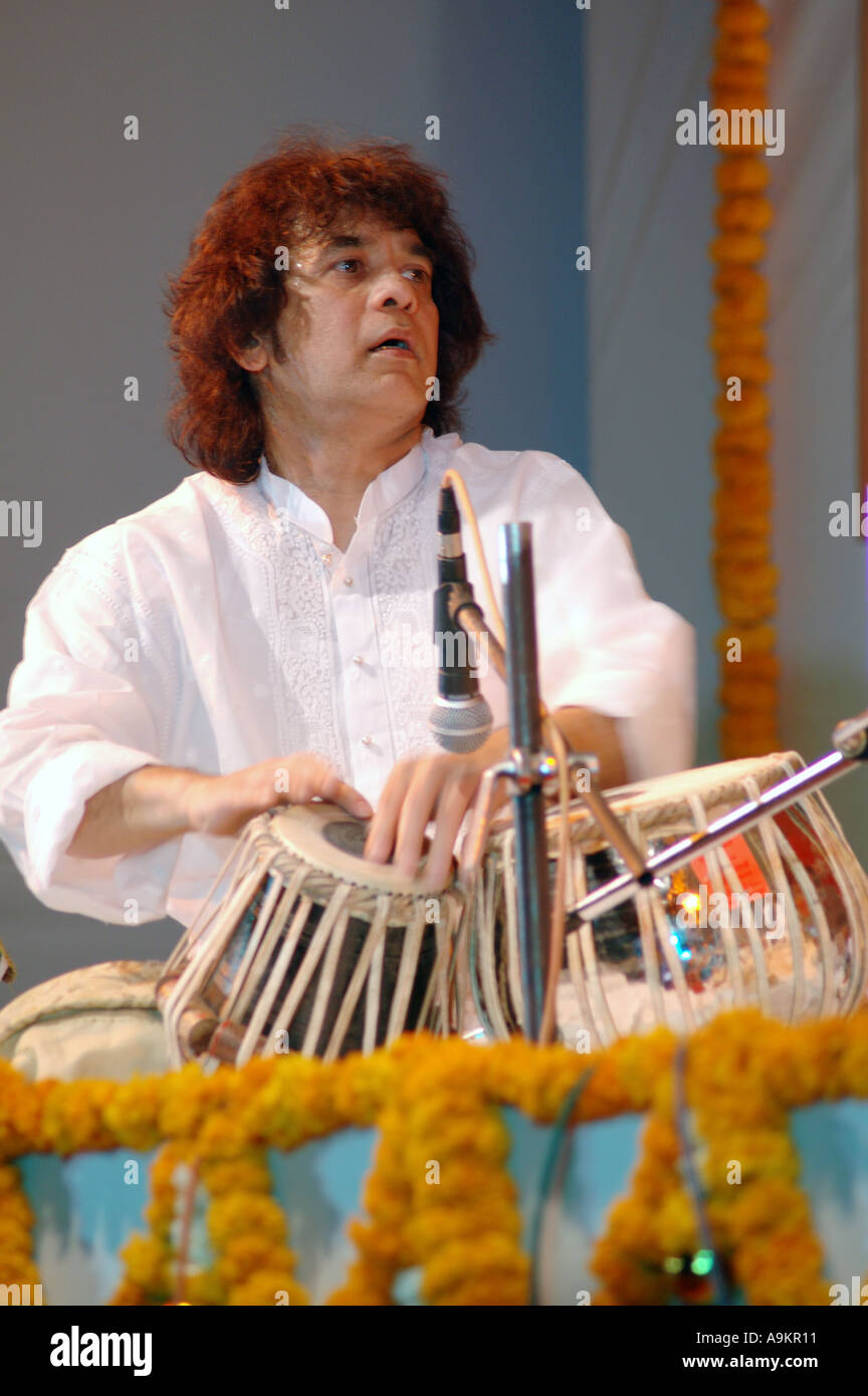 Zakir Hussain, Indian tabla player, composer, percussionist, music producer, film actor, India Stock Photo