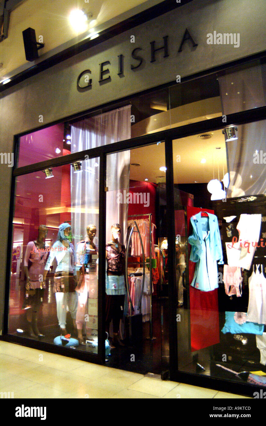 Argentina Buenos Aires Geisha fashion shop in the Abasto Shopping Centre at night Stock Photo