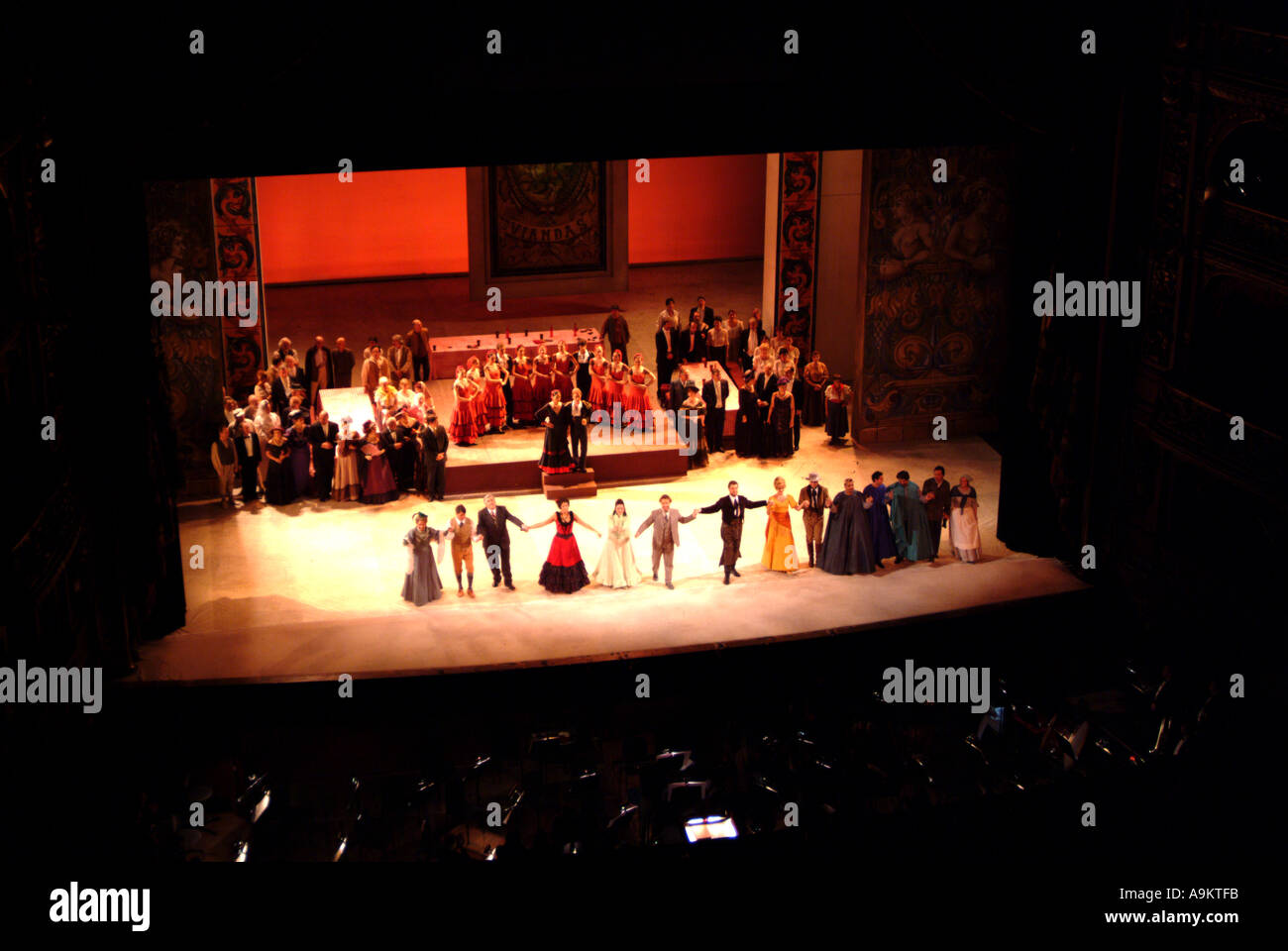 Argentina Buenos Aires Teatro Colon cast taking a bow at the end of a performance  Stock Photo