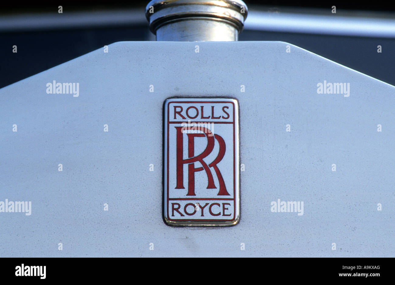 Rolls Royce badge. Rolls Royce car auto badge marque British maker Stock Photo