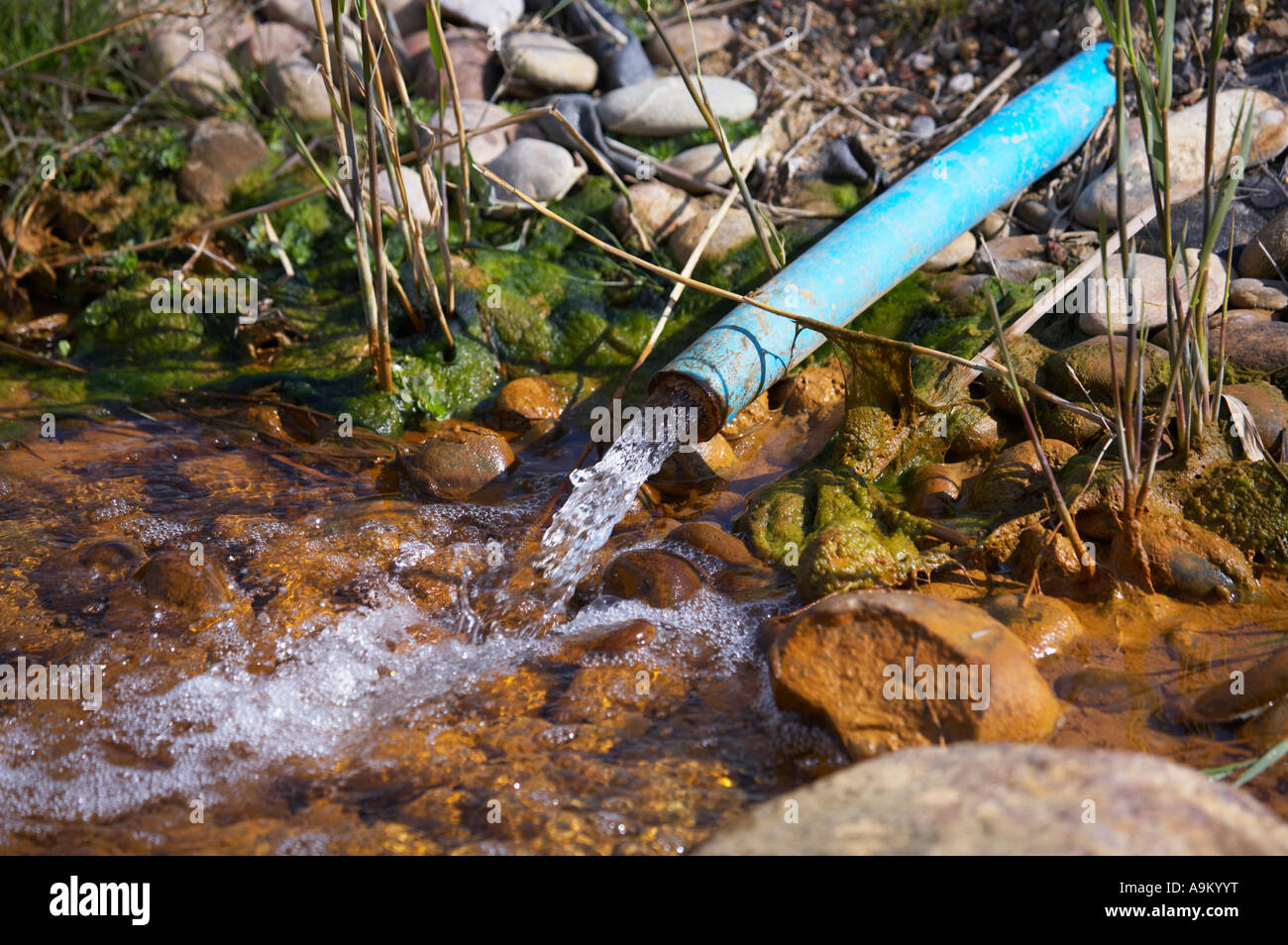 Pipe discharging water into a stream Stock Photo Alamy
