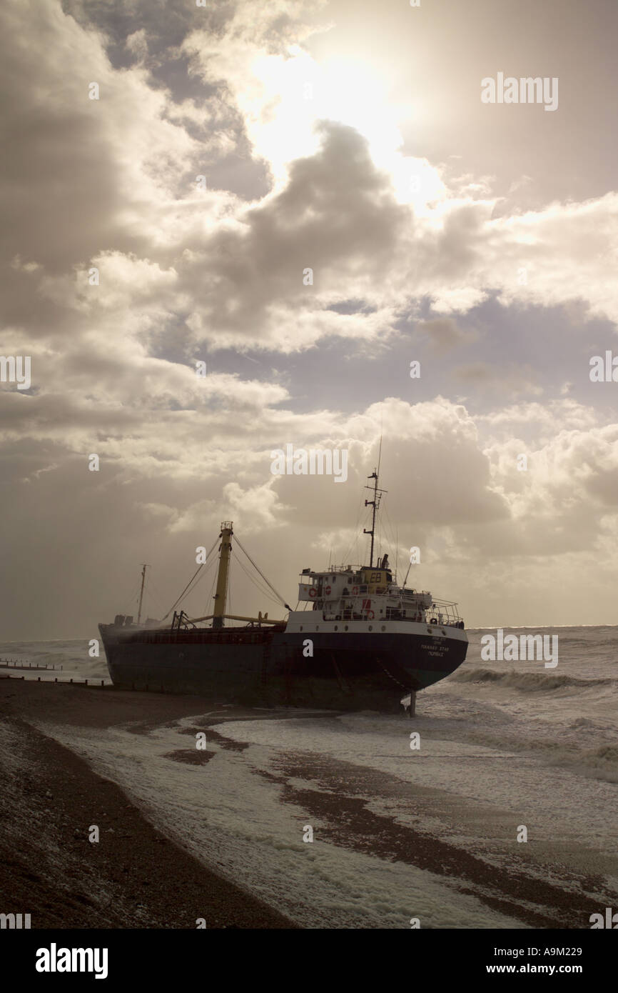 Maneve star ship run aground near rye east sussex Stock Photo