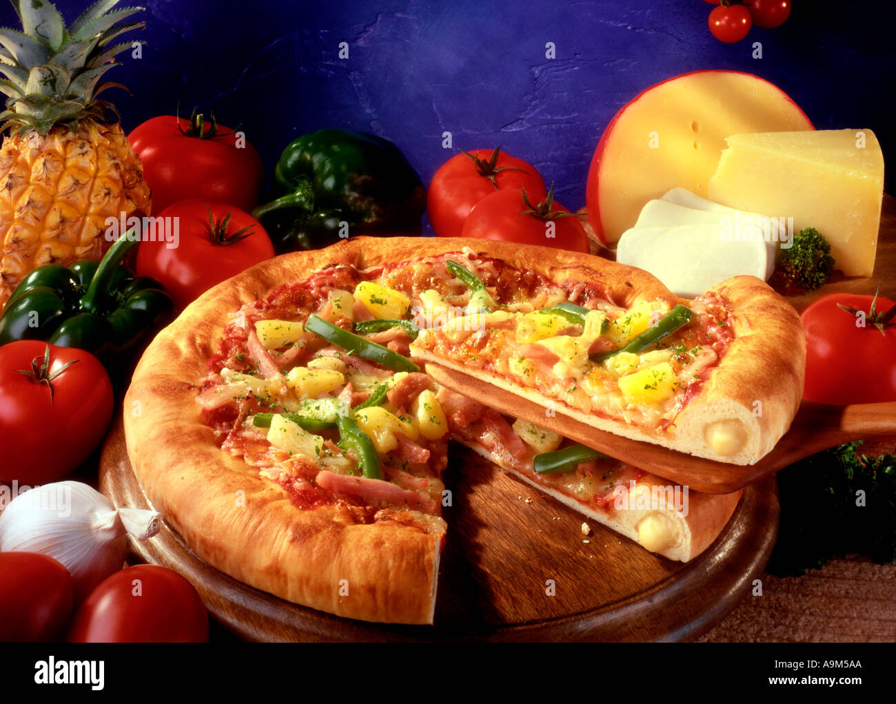 PIZZA WITH CHEESE FILLED CRUST Stock Photo
