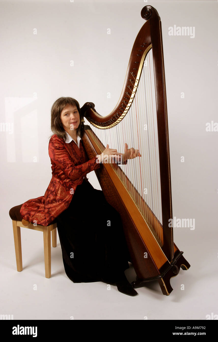 Welsh Triple Harp with Eluned Pierce playing in traditional costume