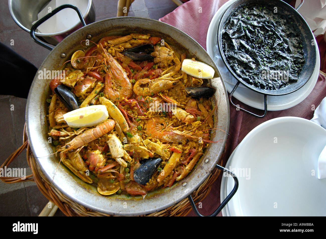 seafood paella Stock Photo
