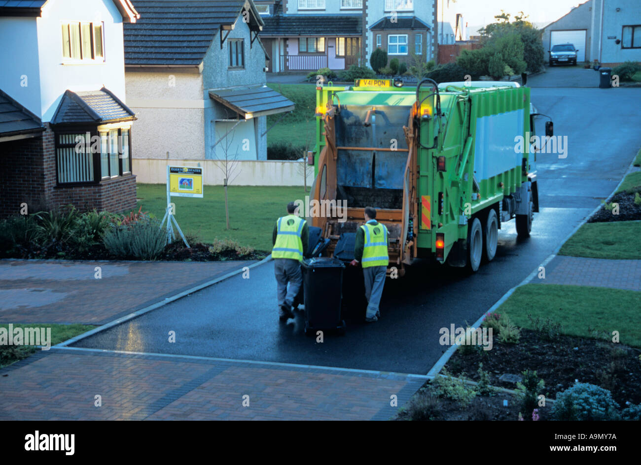 ANGLESEY NORTH WALES UK December The fortnightly refuse collection of