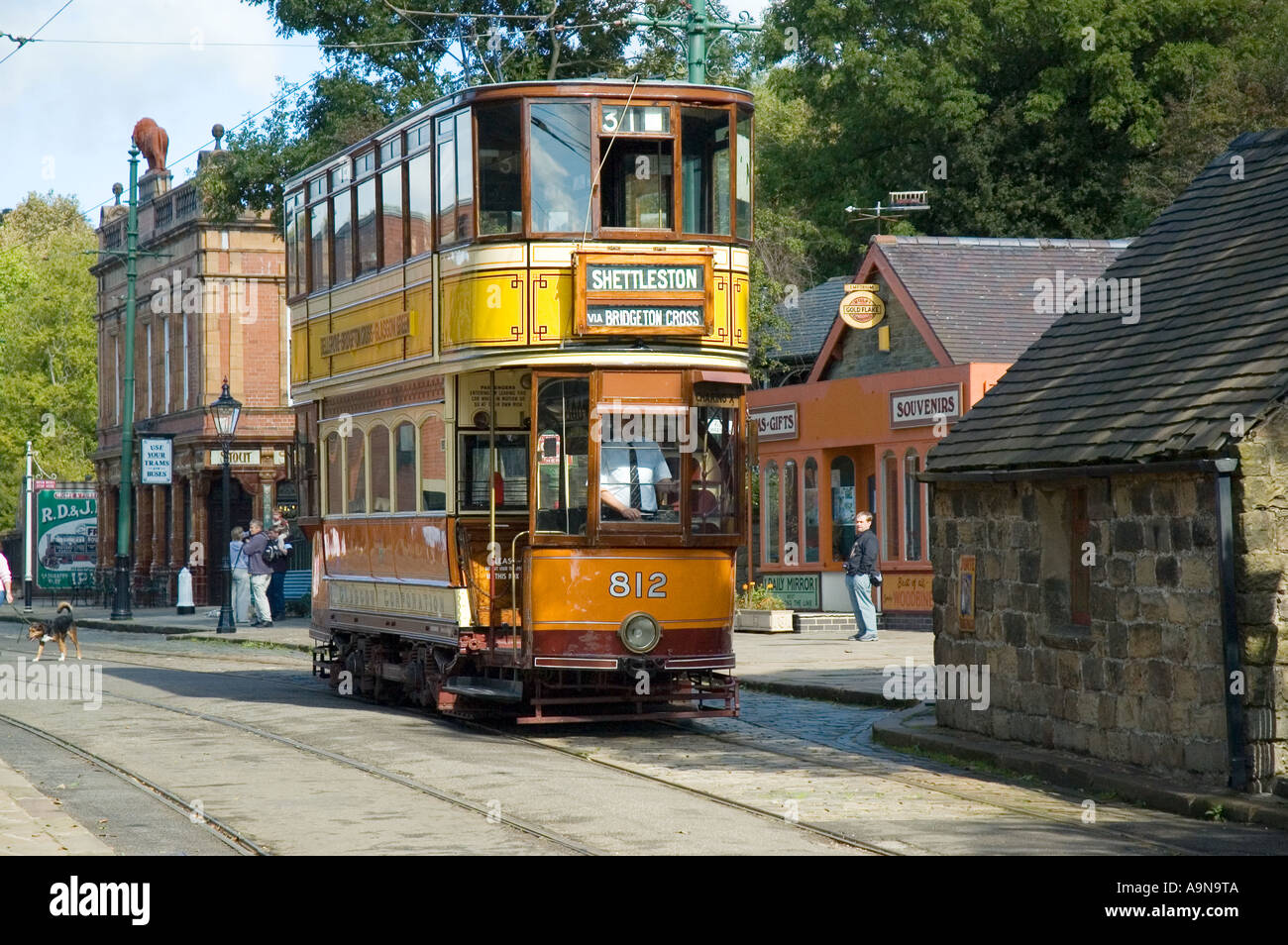 1900 Glasgow Corporation tram, at the Crich Tramway Village, near Matlock, Derbyshire, England, UK Stock Photo