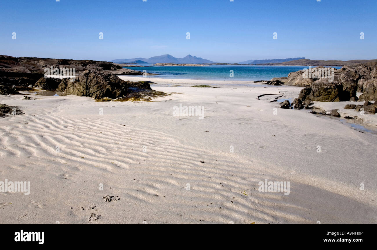 Portuairk Beach Ardnamurchan with the Inner Hebridian islands of Rum ...