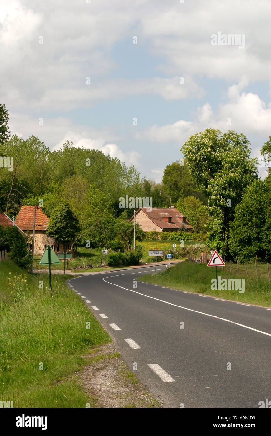 Main road entering Sainte Austreberthe Stock Photo Alamy