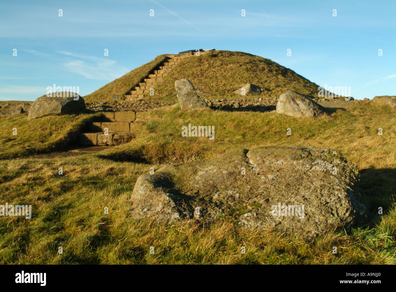 The prehistoric henge and cairn at Cairnpapple Hill, West Lothian, Scotland, UK. Stock Photo