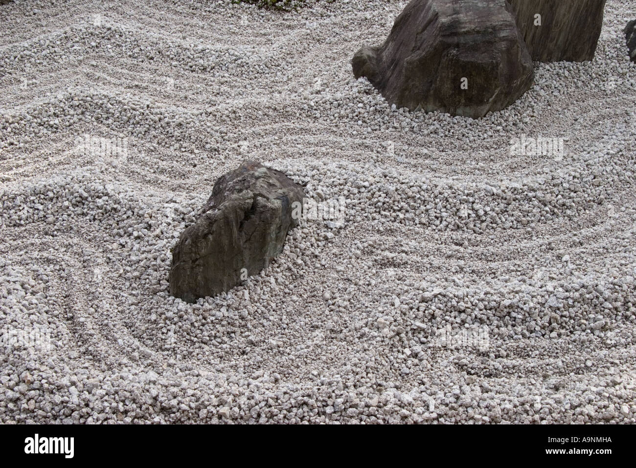 Detail shot of the zen rock garden at Zuiho in which is a subtemple of Daitokuji Temple in Kyoto Japan Stock Photo