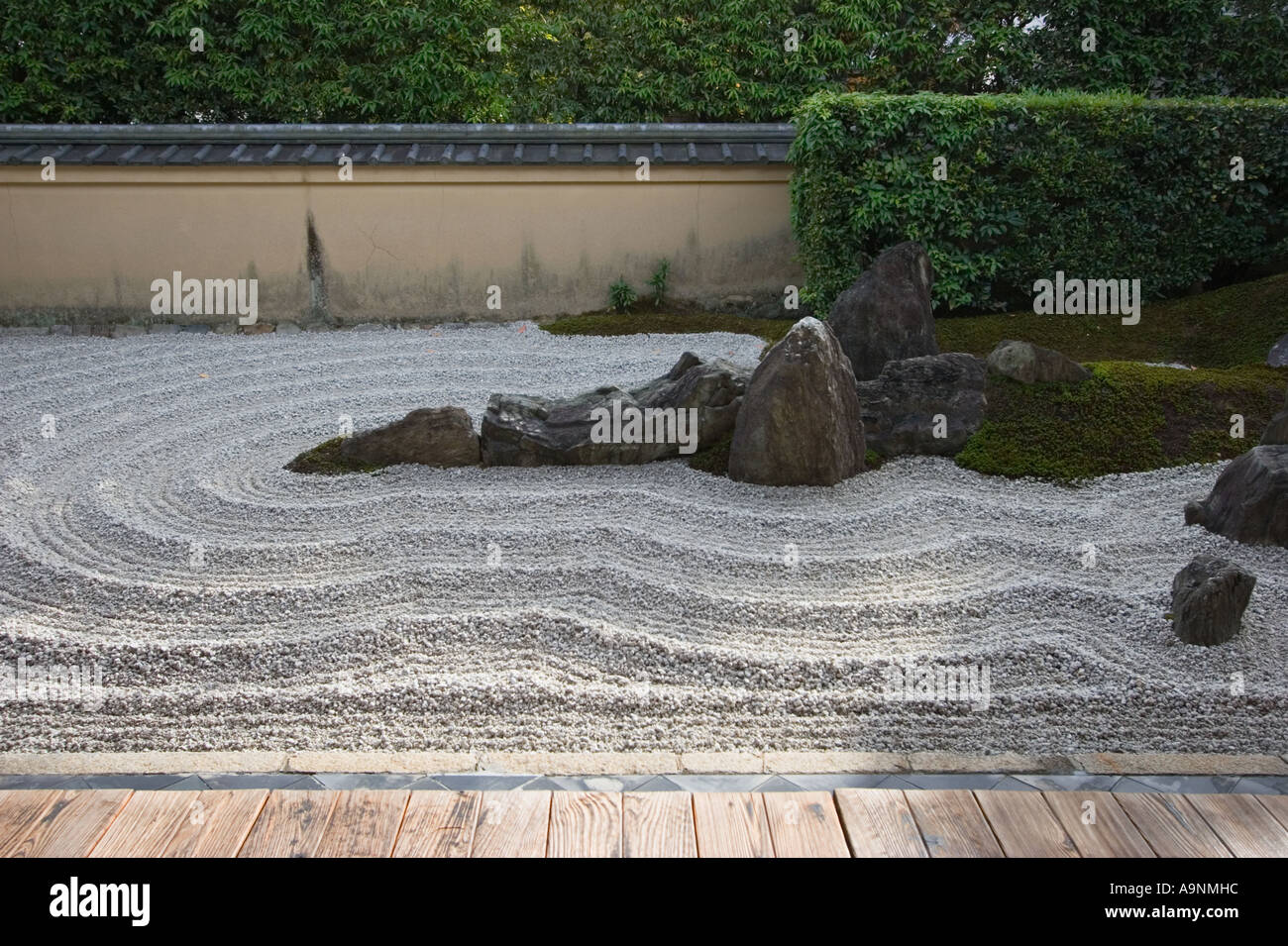 The zen rock garden at Zuiho in which is a subtemple of Daitokuji Temple in Kyoto Kansai Region Japan Stock Photo