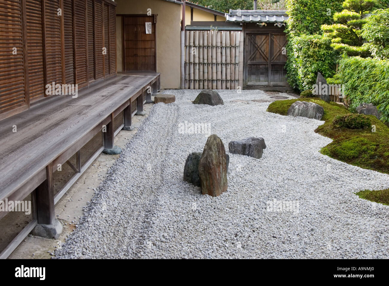 Zen rock garden at Zuiho in which is a subtemple of Daitokuji Temple in Kyoto Kansai Region Japan Stock Photo