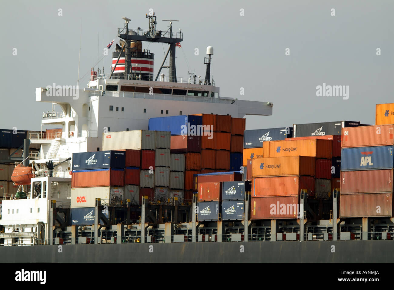 Container ship with cargo. Southampton Container terminal southern England United Kingdom UK Stock Photo