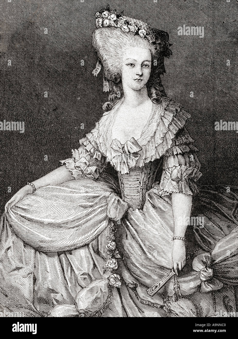 Marie-Louise Thérèse of Savoy-Carignan, Princesse de Lamballe, 1749 - 1792.  Intimate companion of Marie Antoinette. Stock Photo