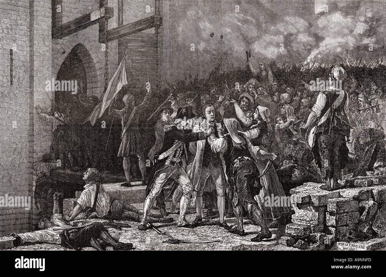 Taking of the Bastille, during the French Revolution, 14th July 1789 Stock Photo