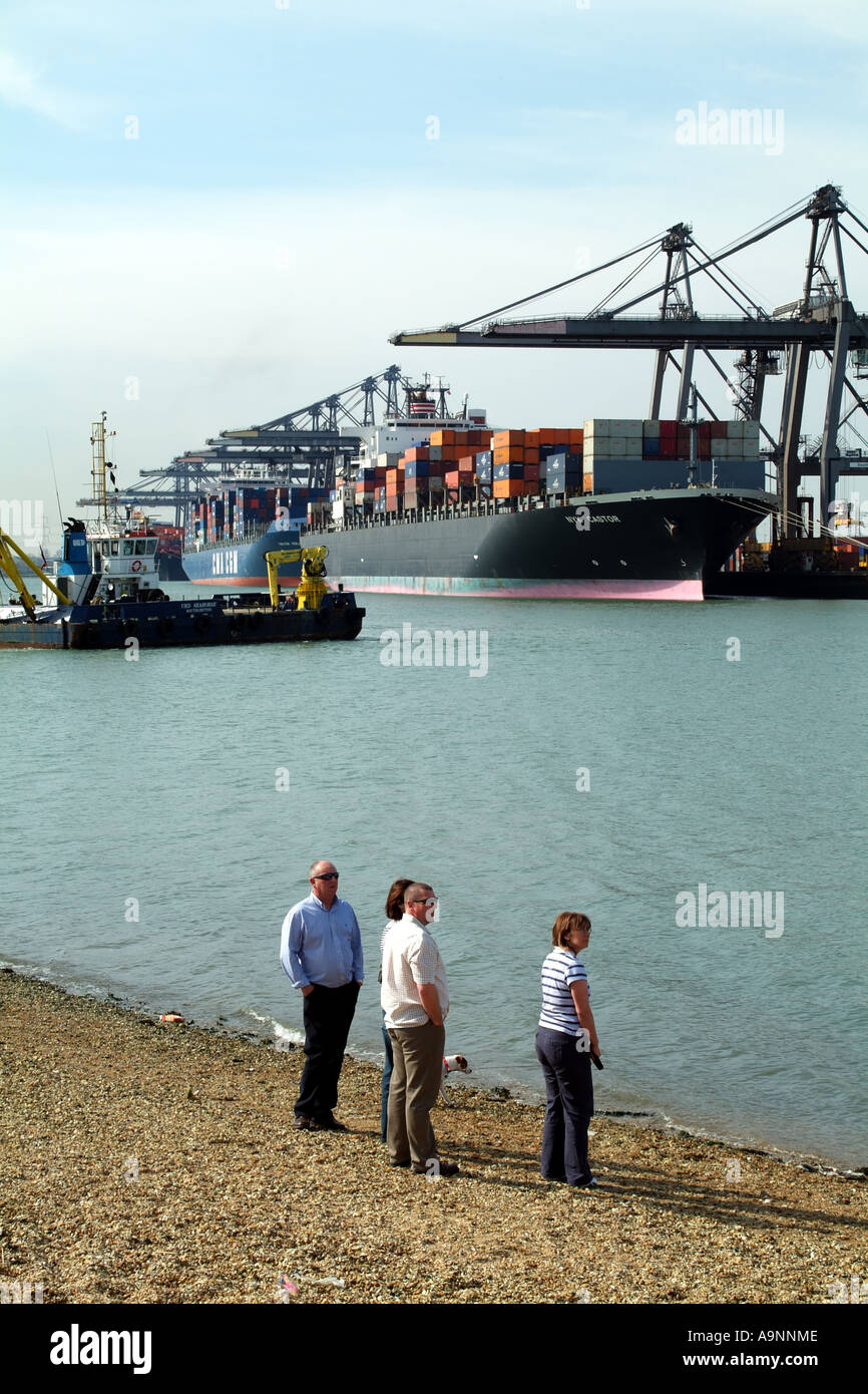 Southampton Container Terminal on Southampton Water southern England United Kingdom UK. peoples activities Stock Photo