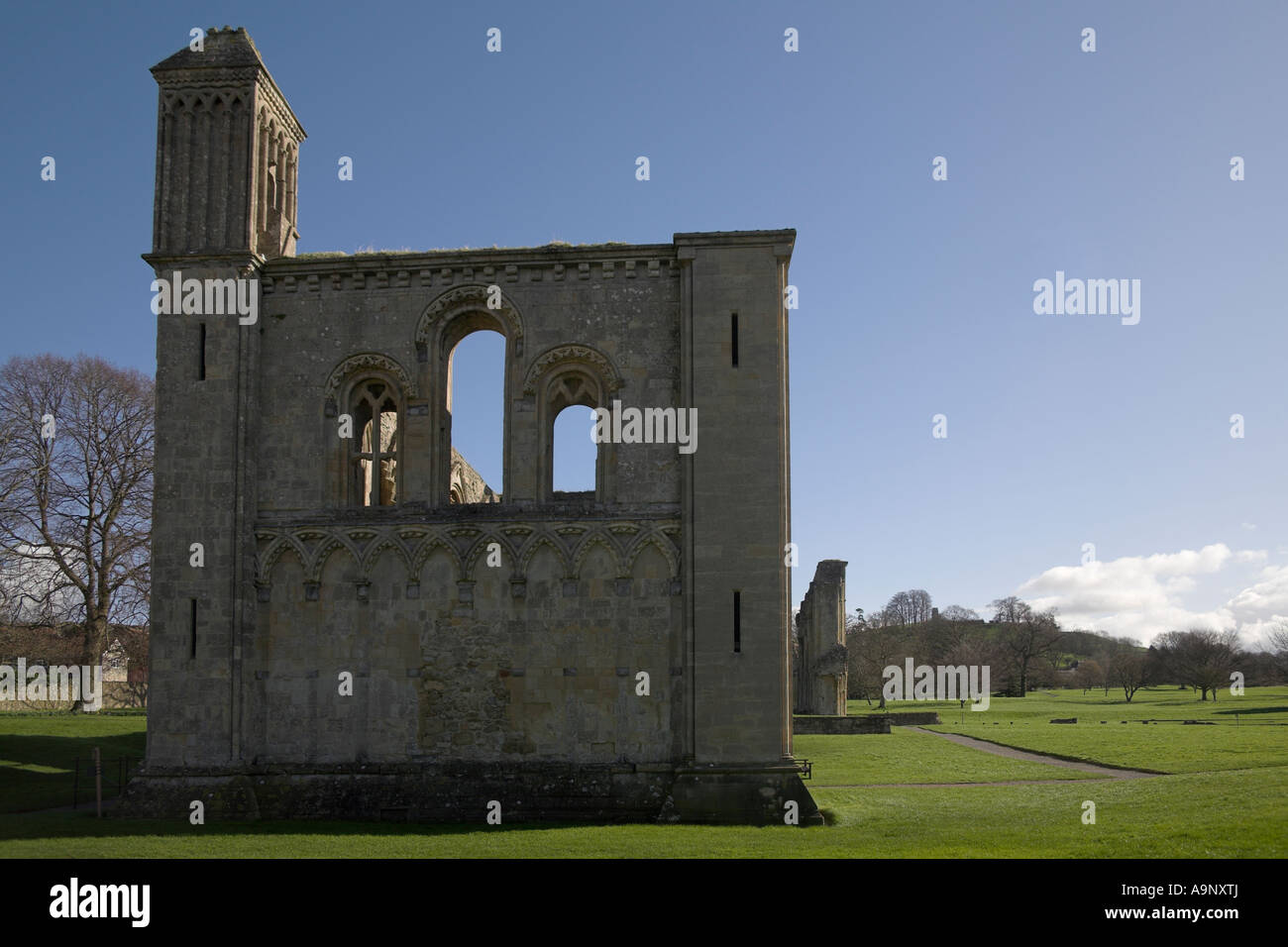Glastonbury Abbey Somerset English monastery ruined church Stock Photo