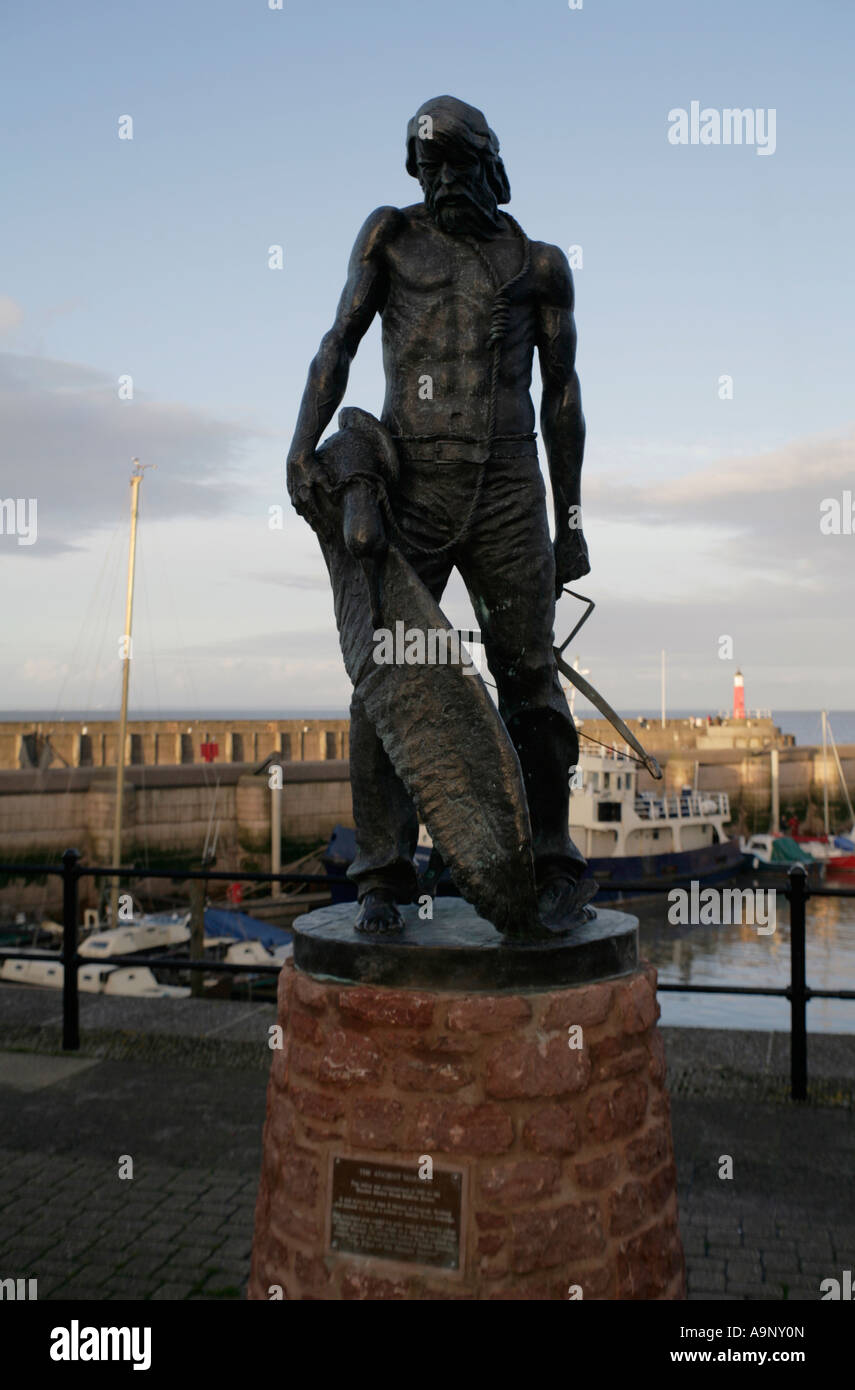 ancient mariner statue watchet harbour somerset samuel taylor coleridge memorial albatross Stock Photo